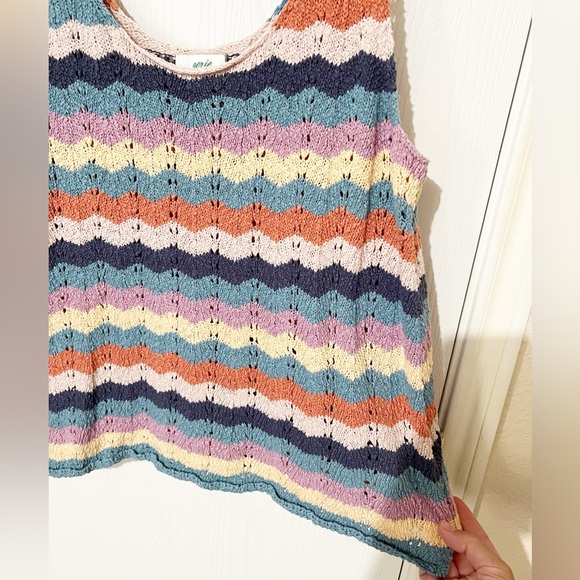 [Aerie]Pastel Multicolor Striped Crochet Knit Sleeveless Summer Tank Top… - Picture 3 of 8